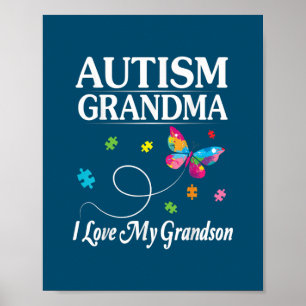 Affiche Papillon Autisme Grand-mère I Love My Grandson Awa