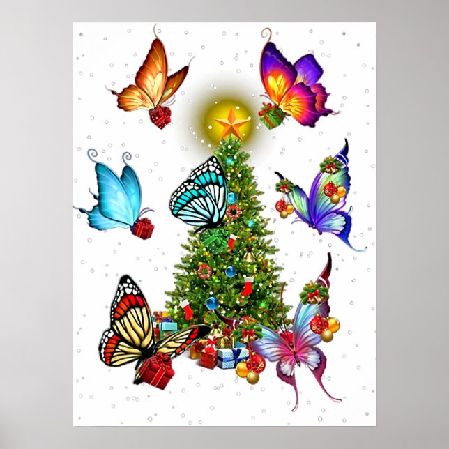 Affiche papillon autour des papillons de noël (Devant)