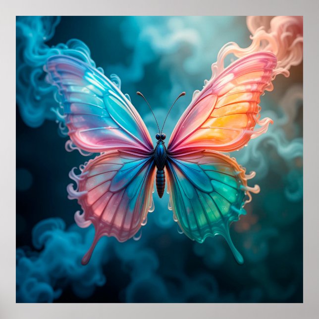 Affiche Papillon aux couleurs vives avec des ailes éthérée (Devant)