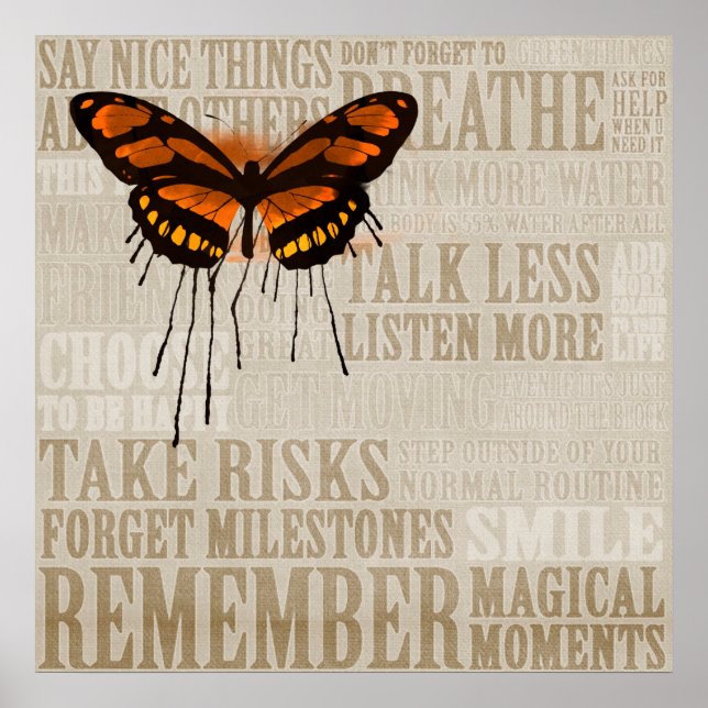 Affiche Papillon avec des Mots (Devant)