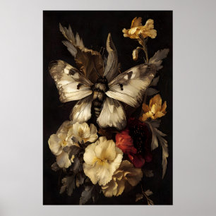 Affiche Papillon baroque sombre Art Académie sombre, Flora