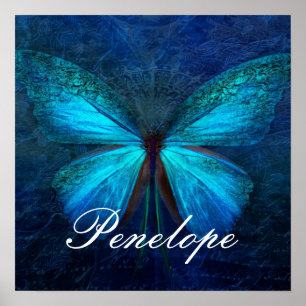 Affiche Papillon bleu de la joie et de la chance