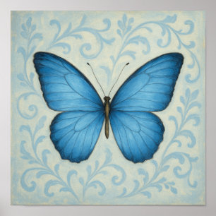 Affiche Papillon bleu et Carré de manuscrits victoriens