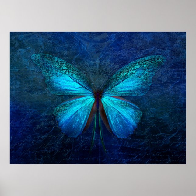 Affiche Papillon bleu mistique (Devant)