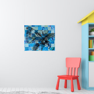 Affiche papillon bleu mosaïque