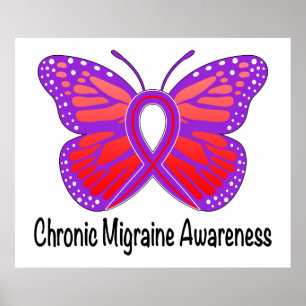 Affiche Papillon chronique de conscience de migraine