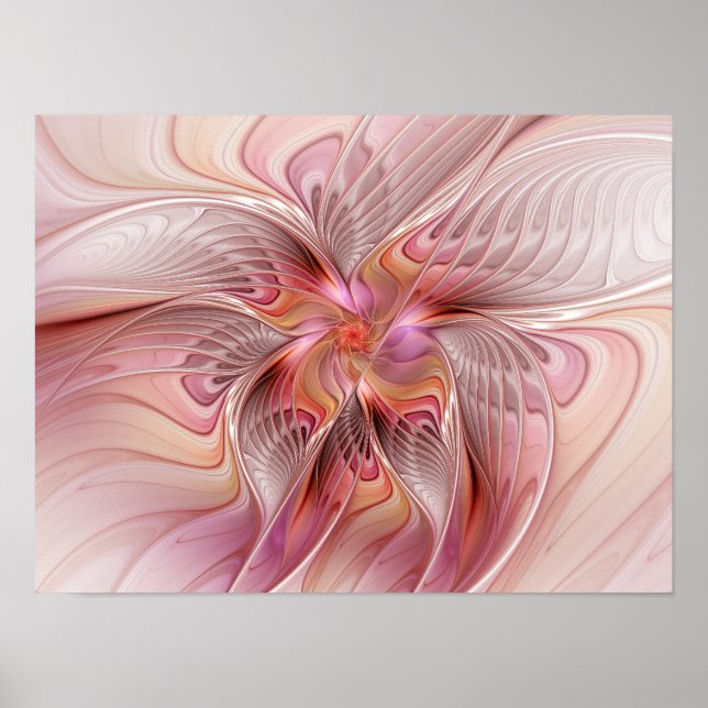 Affiche Papillon coloré abstrait art fantastique fractal (Devant)