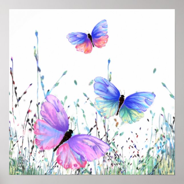 Affiche Papillon Coloré Peinture de Printemps (Devant)