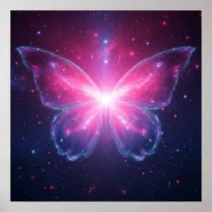 Affiche Papillon Cosmique de Lumière dans un Rêve Galactiq
