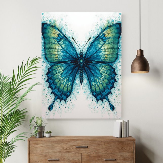 Affiche Papillon d'art fractal de fantaisie moderne aquare (Créateur téléchargé)