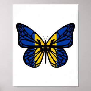Affiche Papillon de couleur du drapeau de l'Ukraine - Tryz