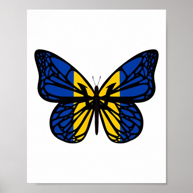 Affiche Papillon de couleur du drapeau de l'Ukraine - Tryz (Devant)