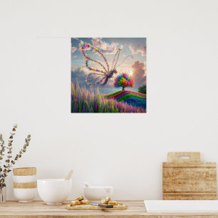 Affiche Papillon de dragon lunaire en fleur : complexe