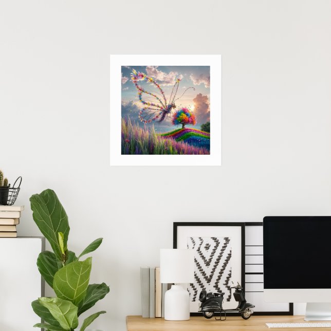 Affiche Papillon de dragon lunaire en fleur : complexe (Bureau à domicile)
