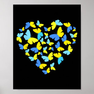 Affiche Papillon de drapeau ukrainien Cœur Vintage Amour u