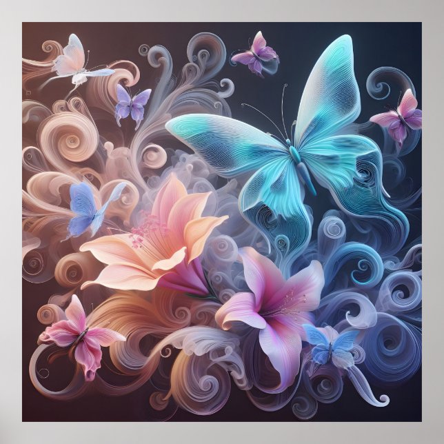 Affiche Papillon de fantaisie rêveur (Devant)