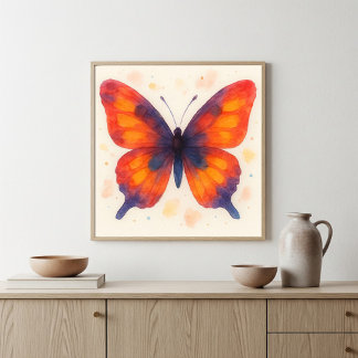 Affiche Papillon de l'aube enflammée Art aquarelle
