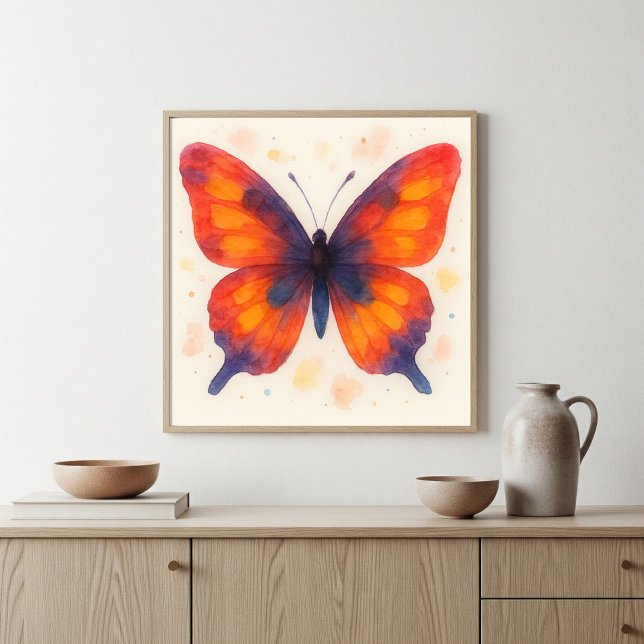 Affiche Papillon de l'aube enflammée Art aquarelle (Créateur téléchargé)