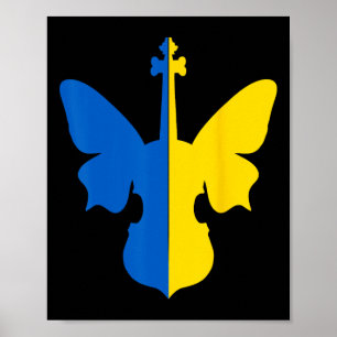 Affiche Papillon de paix en Ukraine Violon Drapeau ukraini