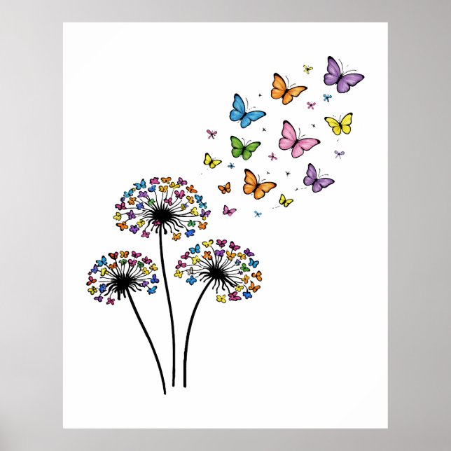 Affiche Papillon de pissenlit en vol (Devant)