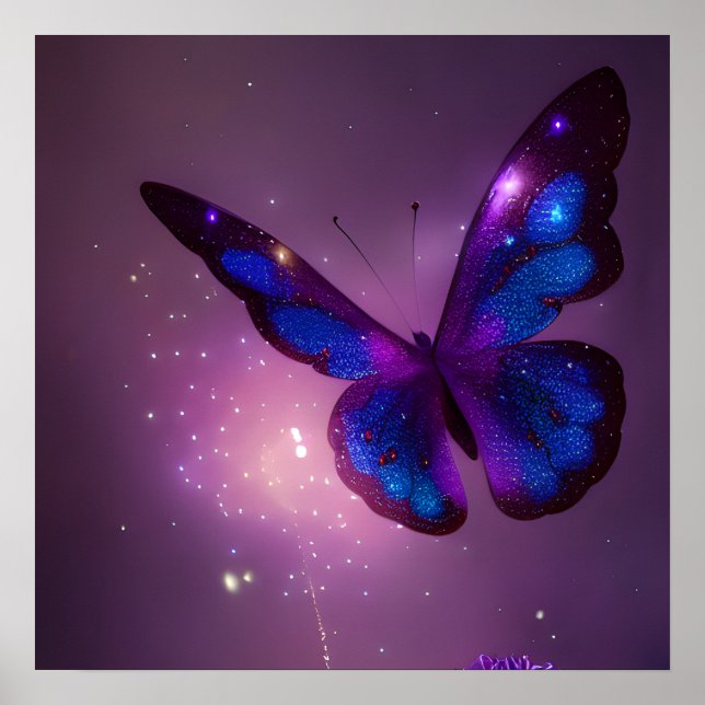 Affiche Papillon de poussière de pixie pourpre Indigo (Devant)