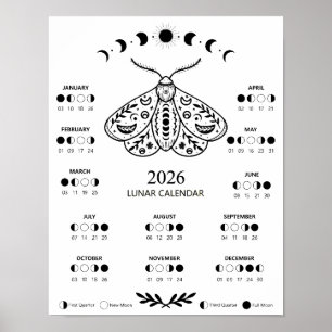Affiche Papillon de sorcellerie Calendrier lunaire céleste
