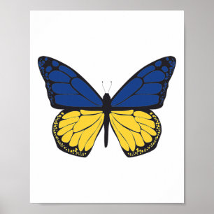 Affiche Papillon d'Ukraine - Drapeau bleu et jaune - Liber