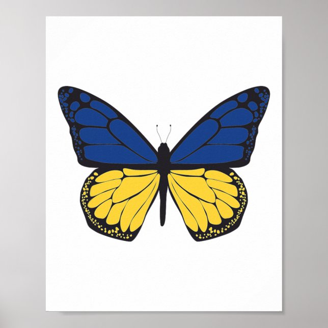 Affiche Papillon d'Ukraine - Drapeau bleu et jaune - Liber (Devant)