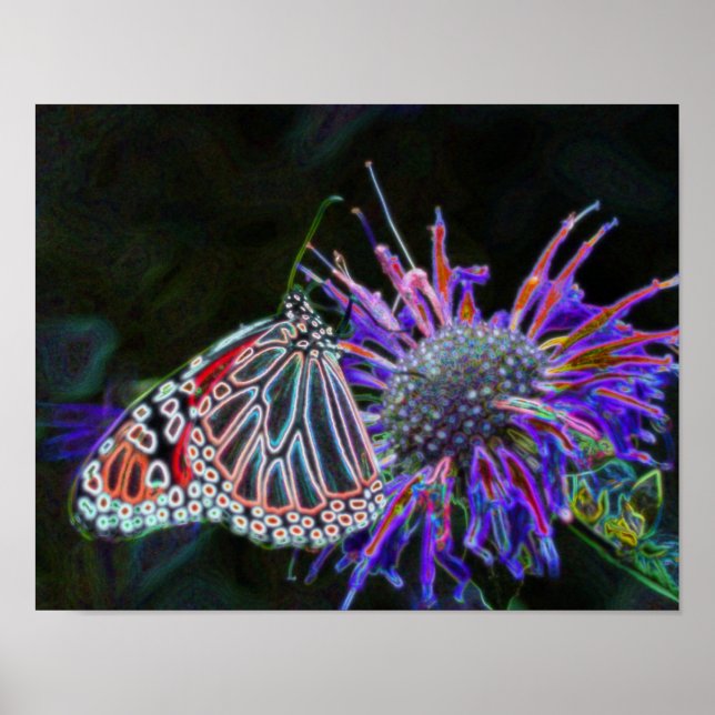 Affiche Papillon Électrique Art Abstrait de la Nature (Devant)