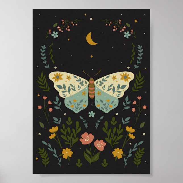Affiche papillon en style boho (Devant)