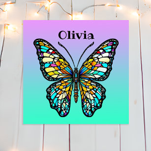 Affiche Papillon en verre coloré personnalisé