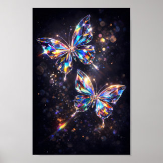 Affiche Papillon en verre cristal diamant prismatique colo