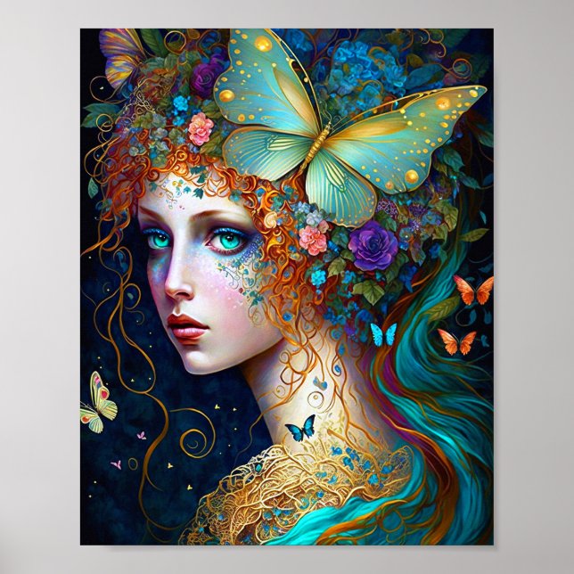 Affiche Papillon Fairy Elf Lady Imaginaire Art (Devant)