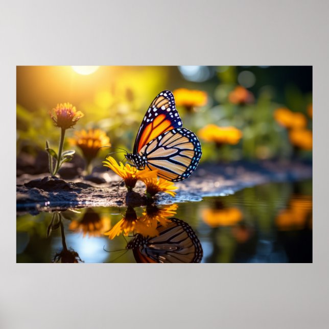 Affiche Papillon Fleur Nature Serene Tranquille (Devant)