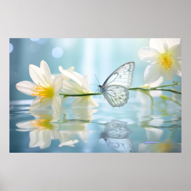 Affiche Papillon Fleur Nature Serene Tranquille (Devant)