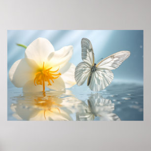 Affiche Papillon Fleur Nature Serene Tranquille