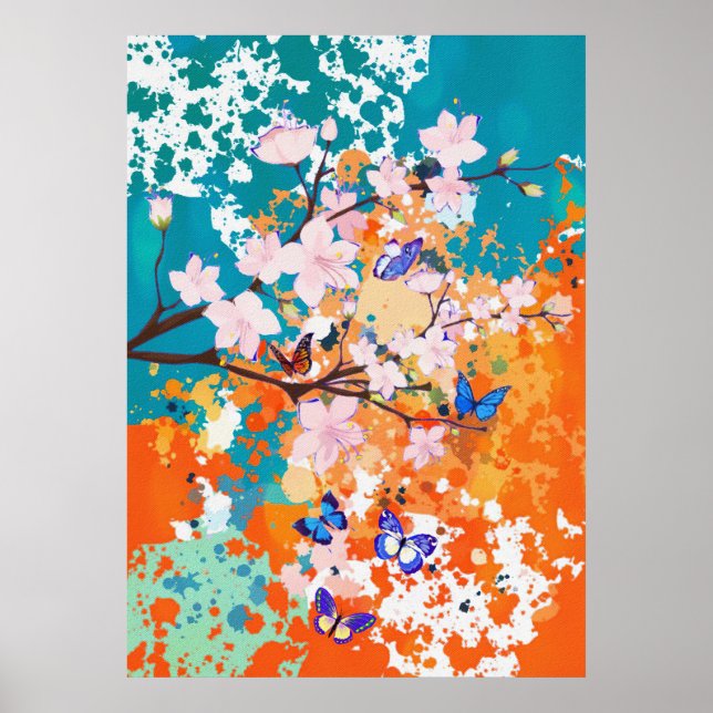 Affiche Papillon Fleurs Et Papillons (Devant)
