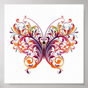 Affiche Papillon floral