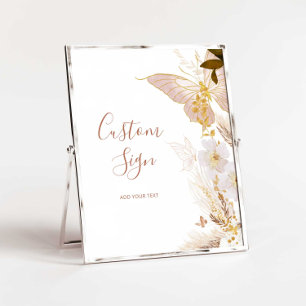 Affiche Papillon floral en or Boho Custom