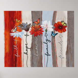 Affiche Papillon - Foi, Espoir, Amour, Famille, Ami