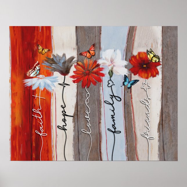 Affiche Papillon - Foi, Espoir, Amour, Famille, Ami (Devant)