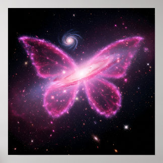 Affiche Papillon Galactique de Lumière dans un Ciel Cosmiq