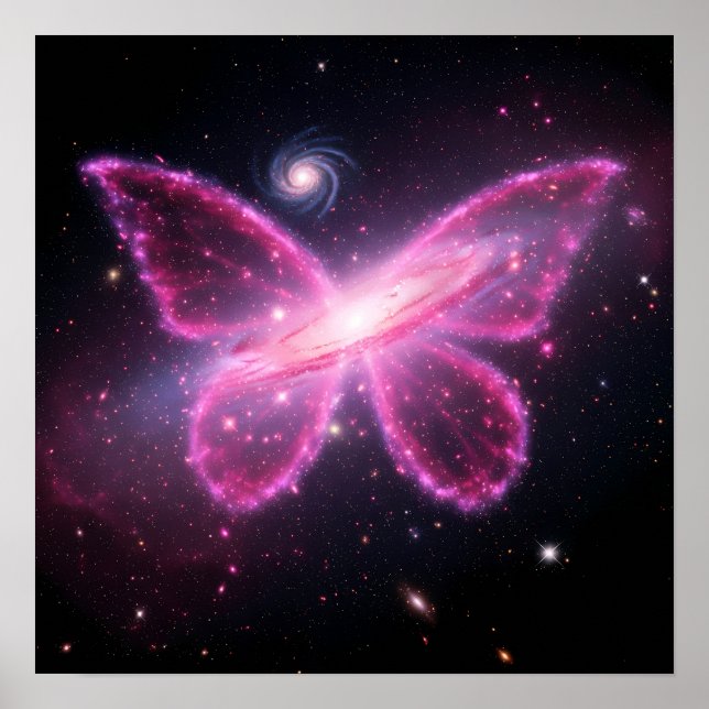 Affiche Papillon Galactique de Lumière dans un Ciel Cosmiq (Devant)