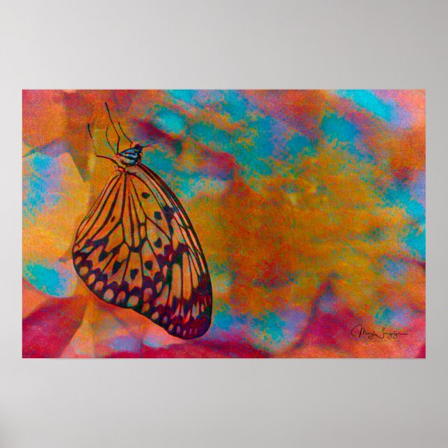 Affiche Papillon Hippie Orange Bleu Bohème (Devant)