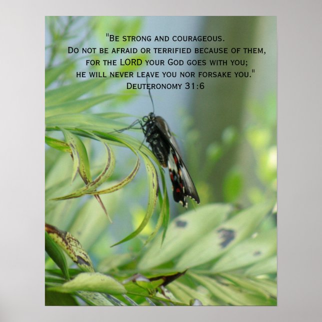 Affiche papillon inspirante verset biblique courag (Devant)