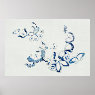 Affiche Papillon japonais du Cho de Kamisaka Sekka