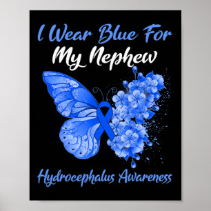 Affiche Papillon Je Porte Du Bleu Pour Mon Hydrocéphalie N