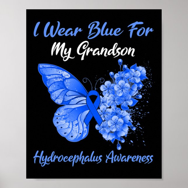 Affiche Papillon Je Porte Du Bleu Pour Mon Petit-Fils Hydr (Devant)