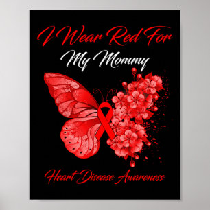 Affiche Papillon Je Porte Du Rouge Pour La Maladie Cardiaq