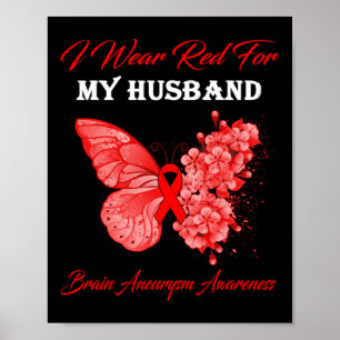 Affiche Papillon Je Porte Du Rouge Pour L'anévrisme Cérébr